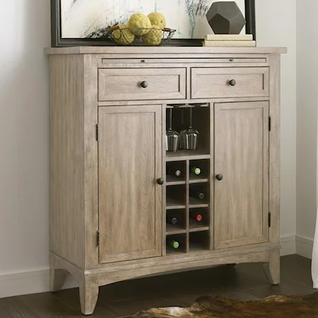 Solid Wood Wine Server with Adjustable Dining Storage and Storage for Wine Bottles and Glasses